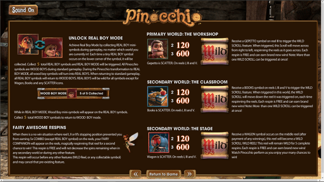 Игровой интерфейс Pinocchio 10